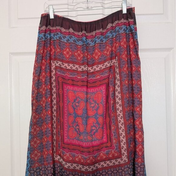 NEW Cato Bandana Print Maxi Skirt Womens Size Large Pink Boho Lined Pull On Long - Picture 2 of 10